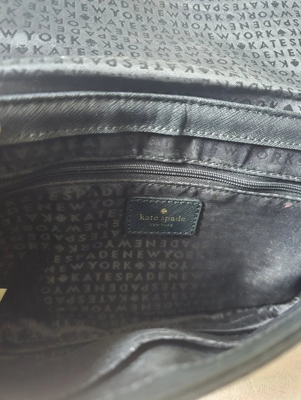 kate spade Black Leather Crossbody with Chain Accent